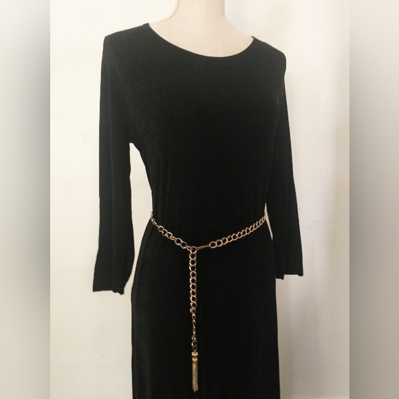 Great Long Black Dress! Vintage Softwear by Mark Singer - L - Picture 2 of 7
